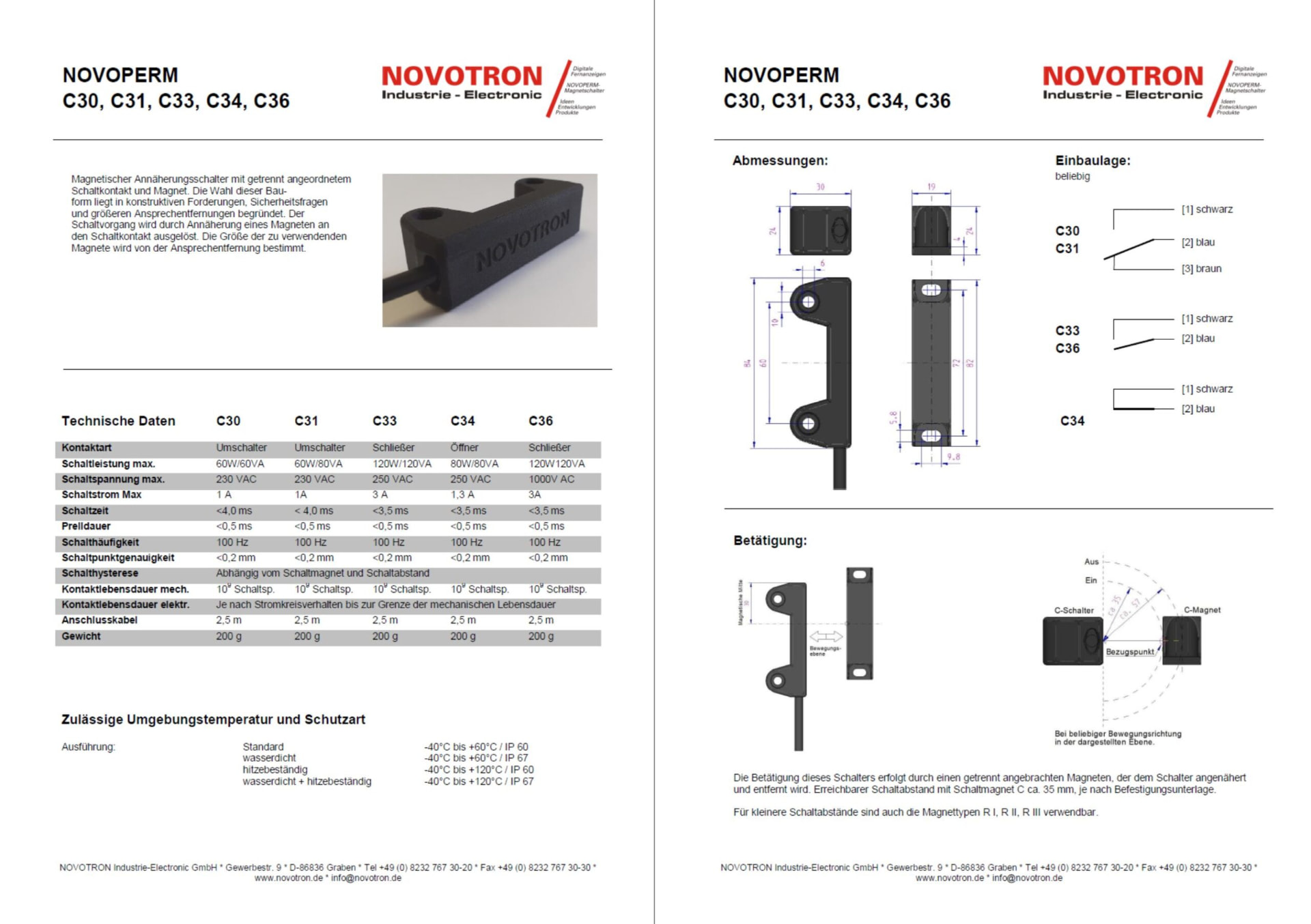 NOVOPERM C30 / C31 / C33 / C34 / C36 – Datenblatt-Vorschau